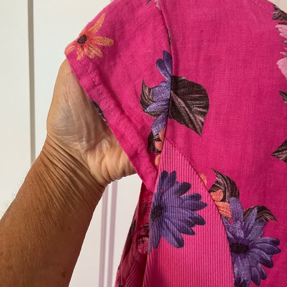 Floral Pink 100% Italian Linen - Picture 4 of 6